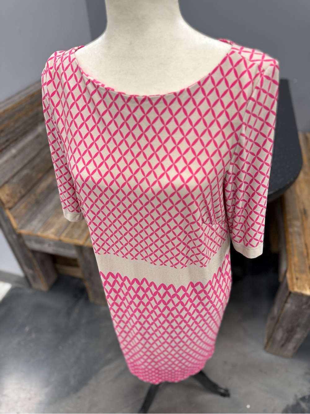 Pink Patterned Shift Dress - Women's - Picture 2 of 5